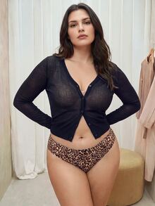 Bralution Seamless Leopard Print All-Over Print High Waist Wild Urban Plus Size Panties - Mocha Brown - View 2
