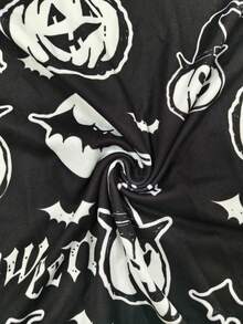 SHEIN LUNE CURVE 大尺碼女款前交叉領彎圓下擺長版洋裝，萬聖節穿搭 - 黑與白 - 查看 3
