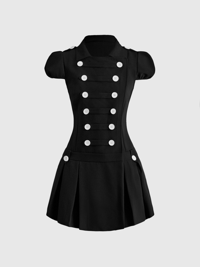 Kawaii Vestido mini de cintura ultra baja estilo vintage Napoleón para mujer, diseño lindo
