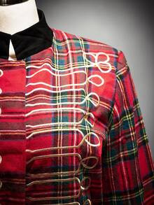 SHEIN ICON ICON Plus Size Women's Plaid Blazer With Napoleonic-Style Detailing (Halloween Costume / Ringmaster Style) - Multicolor - View 8