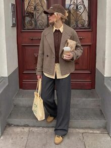 Struktiv 女款大翻領裝飾鈕扣長袖羊毛大衣 - 彩色 - 查看 7