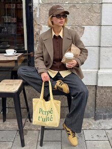 Struktiv 女款大翻領裝飾鈕扣長袖羊毛大衣 - 彩色 - 查看 5