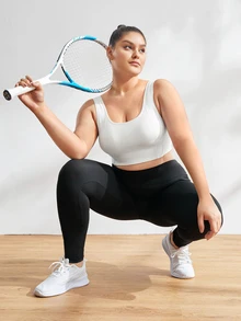 Rhythm Era Plus Solid Scoop Neck Sports Bra - White - View 6