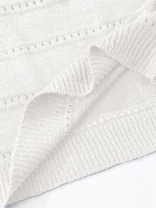 EMERY ROSE Solid Color Crew Neck Casual Pullover Sweater - White - View 4