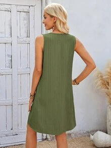 EMERY ROSE Women's Summer Casual Solid Color Sleeveless Short Dress - Green - View 2