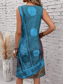 EMERY ROSE Vestido de verano con estampado gráfico rojo y sin mangas - Azul menta - Ver 2