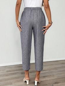 EMERY ROSE Women's Casual Commuter Solid Color Tapered Pants Work Trousers Women Summer Fall Teacher Business Office Linen Grey - Grey - View 7