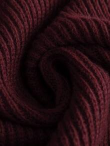 SHEIN LUNE Women's Solid Color Drop Shoulder Long Sleeve Single-Breasted Casual Knit Cardigan Office Burgundy Autumn - Burgundy - View 4