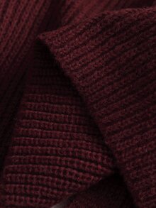 SHEIN LUNE Women's Solid Color Drop Shoulder Long Sleeve Single-Breasted Casual Knit Cardigan Office Burgundy Autumn - Burgundy - View 6