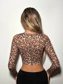SHEIN ICON 黑色前開衩短版上衣 - 彩色 - 查看 2