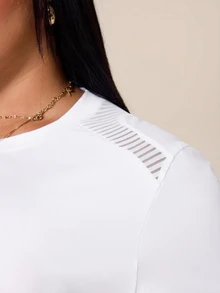 SHEIN Rhythm Era Women's Plus Size Solid Color Casual Versatile Daily Outing Sports T-Shirt - White - View 6