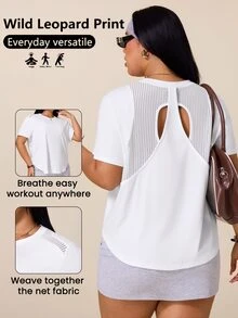 SHEIN Rhythm Era Women's Plus Size Solid Color Casual Versatile Daily Outing Sports T-Shirt - White - View 2