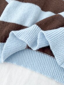 Teen Girl Striped Dual-Color Round Neck Long Sleeve Sweater - Multicolor - View 7
