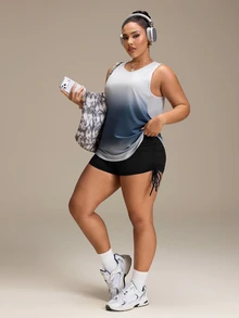 SHEIN Rhythm Era Plus Size Women's Gradient Color Everyday Fitness Sports Tank Top - Multicolor - View 6