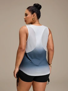 SHEIN Rhythm Era Plus Size Women's Gradient Color Everyday Fitness Sports Tank Top - Multicolor - View 2