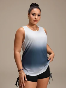 SHEIN Rhythm Era Plus Size Women's Gradient Color Everyday Fitness Sports Tank Top - Multicolor - View 4