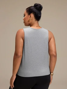 SHEIN Rhythm Era Women's Plus Size Letter Print Casual Versatile Daily Wear Sports T-Shirt Gym Sports Gray Summer - Grey - View 2