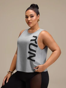 SHEIN Rhythm Era Women's Plus Size Letter Print Casual Versatile Daily Wear Sports T-Shirt Gym Sports Gray Summer - Grey - View 4