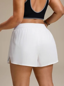 SHEIN Rhythm Era Plus Size Women's Casual Versatile Side Slit Sports Shorts - White - View 2