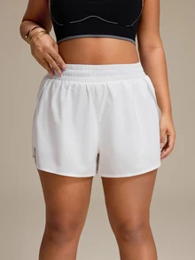 SHEIN Rhythm Era Plus Size Women's Casual Versatile Side Slit Sports Shorts - White - View 4