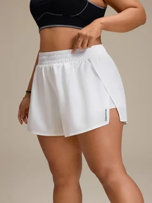 SHEIN Rhythm Era Plus Size Women's Casual Versatile Side Slit Sports Shorts - White - View 8
