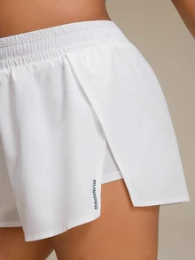 SHEIN Rhythm Era Plus Size Women's Casual Versatile Side Slit Sports Shorts - White - View 6