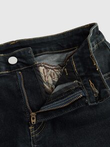 ROMWE J-Fashion Jeans de tiro bajo con pierna acampanada, estampado de leopardo y bordado de alas con estilo Y2K - Celeste - Ver 6