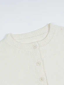 SHEIN Franclia 女款極簡百搭時尚優雅開襟衫 - 白色 - 查看 7