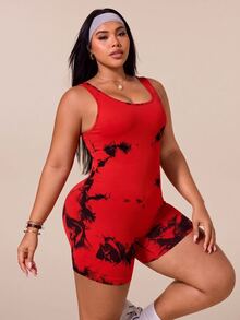 SHEIN Unity Women's Plus Size Backless Sports Romper - Red - View 11