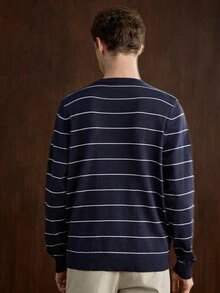 Manfinity CasualKnits 男士條紋休閒百搭日常穿著長袖針織衫 - 彩色 - 查看 7