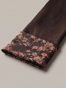 Yalmera Women's Printed Elegant Daily Winter Coat - Chocolate Brown - View 4