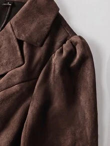Yalmera Women's Printed Elegant Daily Winter Coat - Chocolate Brown - View 5