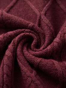 Linhara CURVE Plus Size Women's Fall Burgundy Pullover Versatile Fashion Long Sleeve Sweater Suitable For Casual Elegant Daily Outings Vacation Formal - Burgundy - View 5