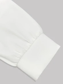 Balvessa Women's White Round Neck Cinched Waist Pleated Asymmetric Short Dress, Suitable For Date And Commute Wear - White - View 6