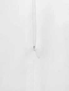 Balvessa Women's White Round Neck Cinched Waist Pleated Asymmetric Short Dress, Suitable For Date And Commute Wear - White - View 5