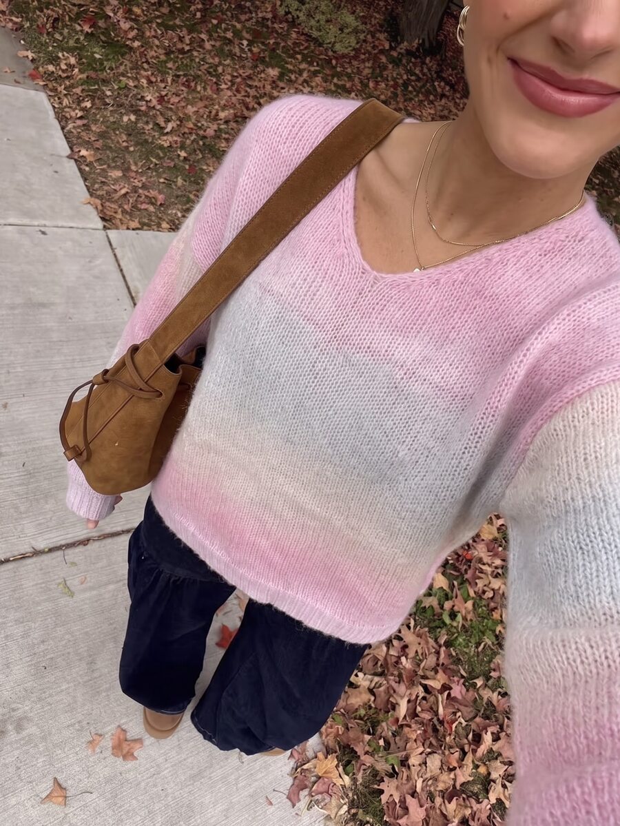 EMERY ROSE Ombre Drop Shoulder Knit Pullover Fall Winter Sweater - Multicolor - View 1