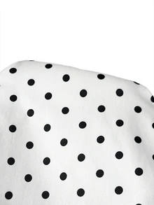 SHEIN PariChic Mantel Motif Polkadot dengan Bahu Longgar dan Tali Serut di Bagian Bawah - Putih - View 12
