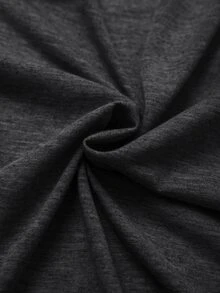 SHEIN Franclia Top Feminina Casual de Cor Sólida, Ajuste Solto, Manga Longa com Bainha Curva, Adequada para Roupa Leve, Roupa de Estar, Escritório, Uso Diário, Viagem, Cinza, Outono - Chumbo - Visão 8