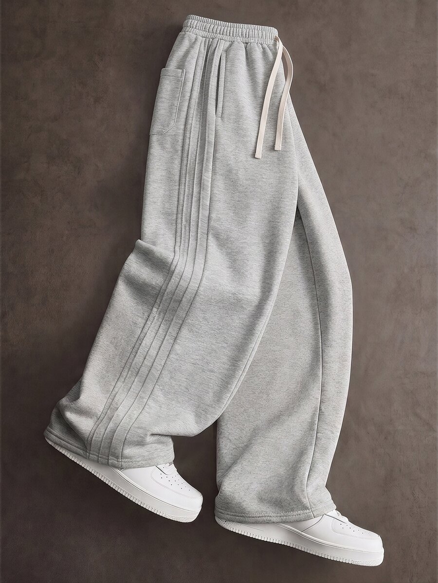 STYNVO Men's Casual Drawstring Waist Pocket Loose Sweatpants For Daily Wear - Grey - View 1