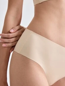 Bralution 1件裝裸色無縫高腰舒適極簡日常內褲 - 杏色 - 查看 5