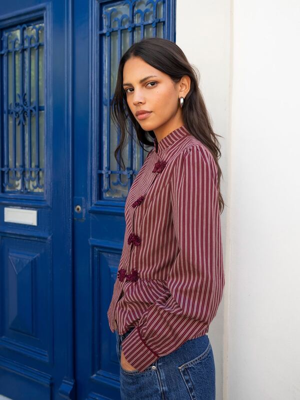 Nöista Striped Frog Button Front Shirt