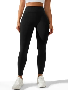 SHEIN Unity Women's Plus Size High Waist Seamless Sports Leggings - Black - View 6