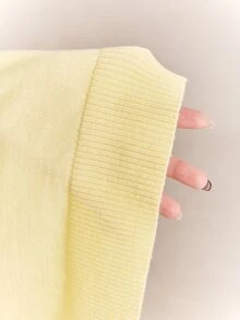 CovetEZ Plus Size Deep V-Neck Solid Color Button Cardigan, Autumn/Winter, Buttercup Yellow - Light Yellow - View 7
