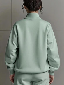 SHEIN EZwear 女款純色休閒百搭日常穿著長袖衛衣 - 薄荷綠 - 查看 2