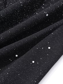 DAZY Women's Elegant Shimmer Asymmetrical Neckline Pleated Dress Fall - Black - View 3