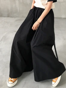 DAZY Women's Fashion Commute Solid Color Wide Leg Long Pants Fall - Black - View 6