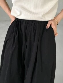 DAZY Women's Fashion Commute Solid Color Wide Leg Long Pants Fall - Black - View 3