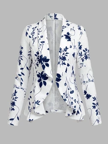 GlowEve CURVE Versatile Premium Textured Fabric Printed Plus Size Women's Blazer - Multicolor - View 5