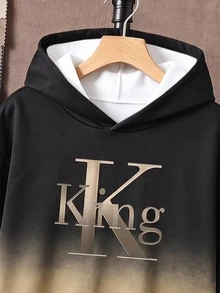 Kids Tween Boy Casual Minimalist Long Sleeve Hooded Comfortable Sweatshirt 2 Pieces Set, Suitable For Autumn/Winter - Multicolor - View 5
