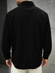 Manfinity Dauomo Men's Solid Color Single-Breasted Casual Versatile Daily Travel Long Sleeve Jacket - Black - View 2